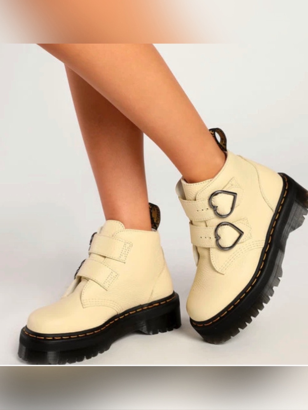 Dr. Martens DEVON HEART LEATHER PLATFORM BOOTS Size US 6